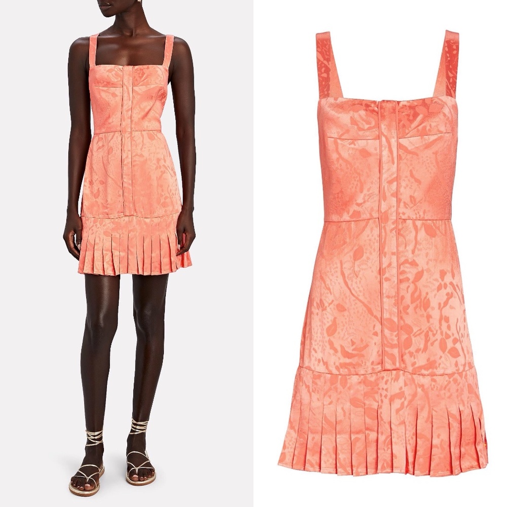 Alexis Alys jacquard a line pleate dhem dress Coral "vivid orange"